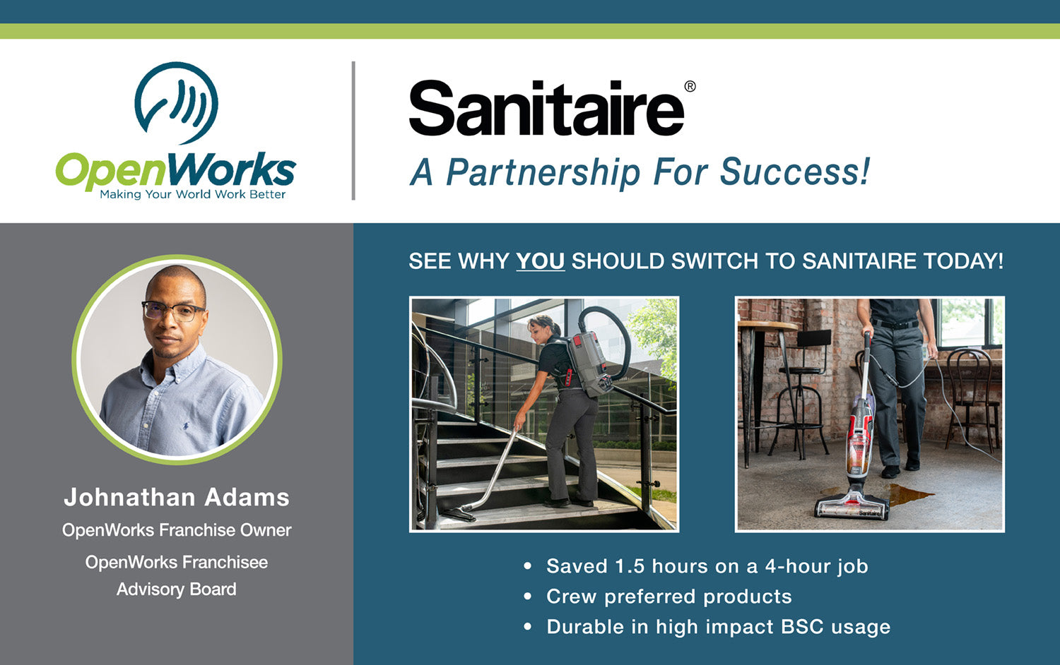 Sanitaire® & OpenWorks: Enhancing Productivity, Comfort, and Client Satisfaction in Commercial Cleaning